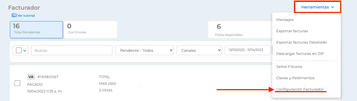 Configuración Facturador