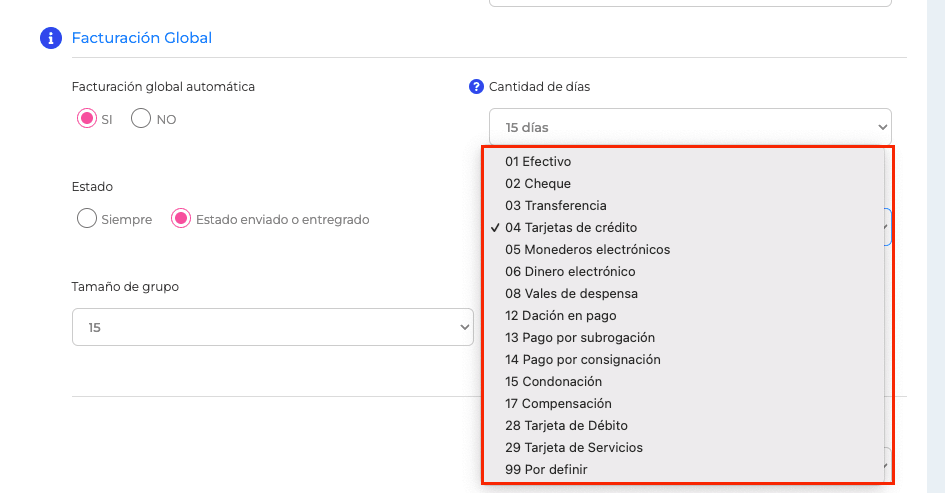 Método de Pago