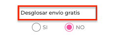 Desglosar envío gratis
