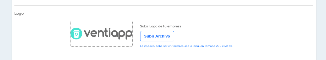 Configuración de formulario facturación Ventiapp - Logo