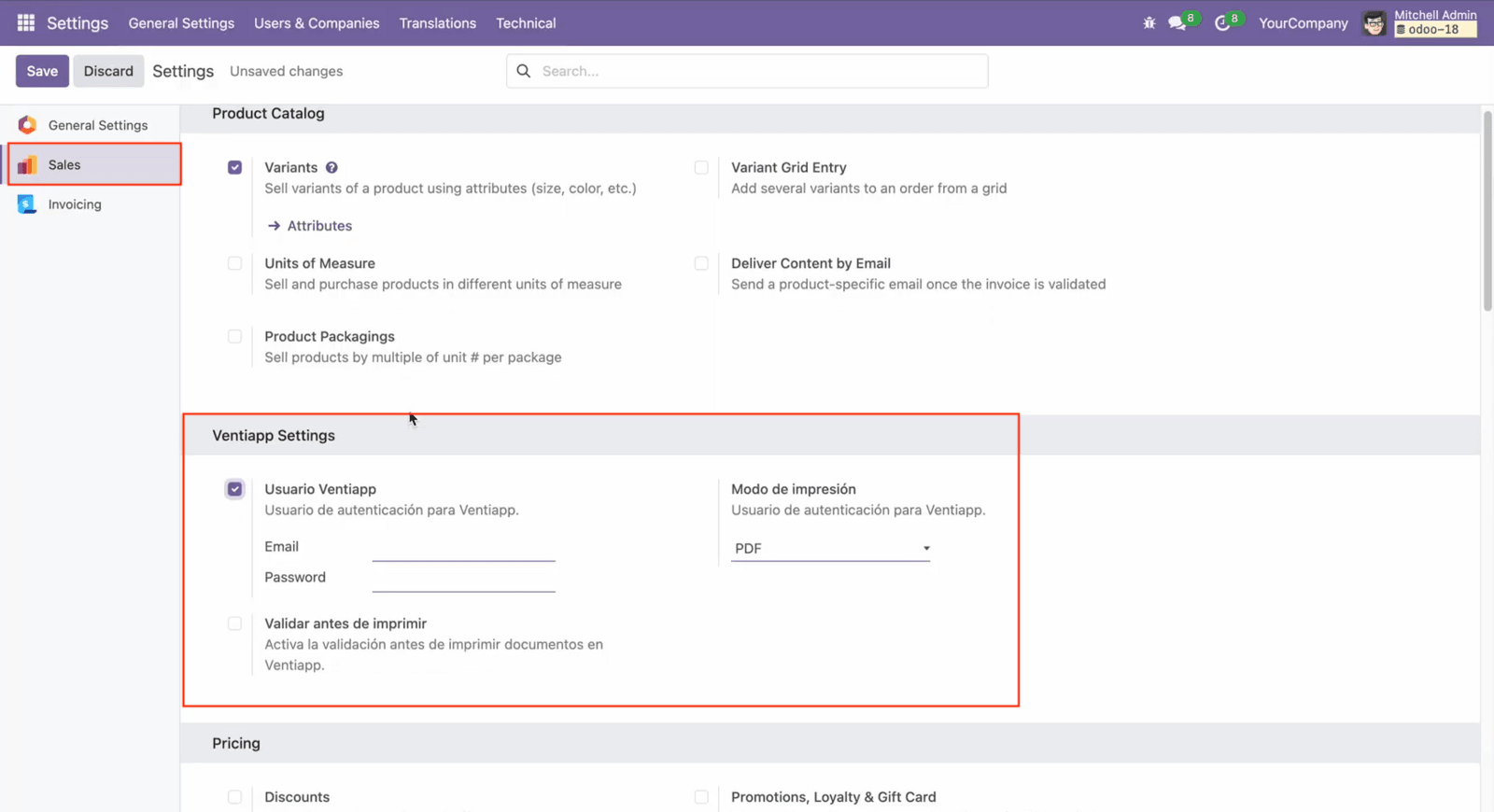 Configuración - Odoo