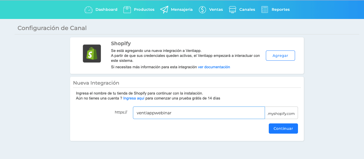 Configuración de Canal