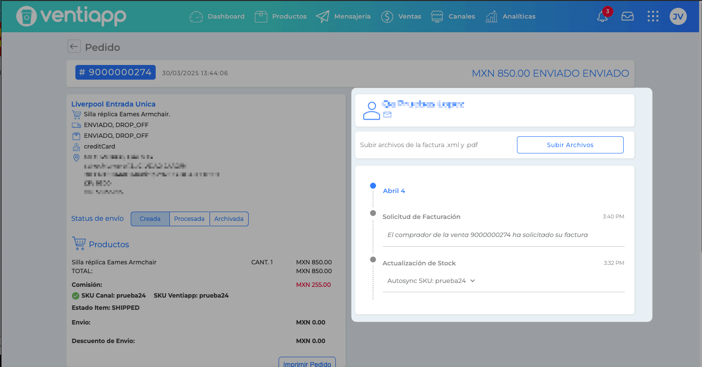 Detalle de la venta de Liverpool Entrada Unica