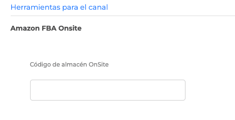 Configuración de código de almacén Onsite