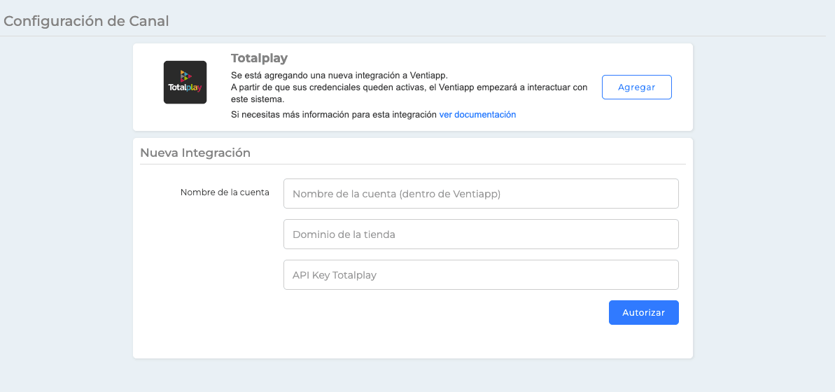 Pantalla para agregar canal de TotalPlay