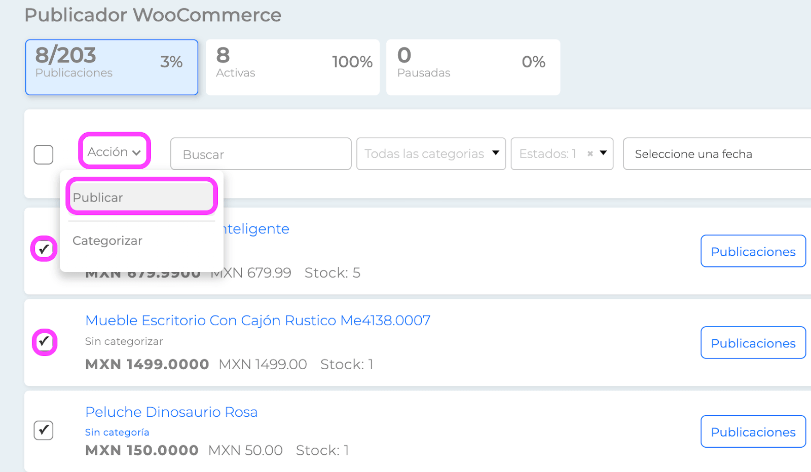 Publicador Woocommerce