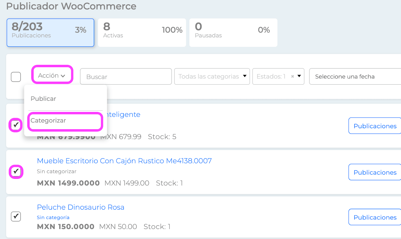 Categorizar desde WooCommerce