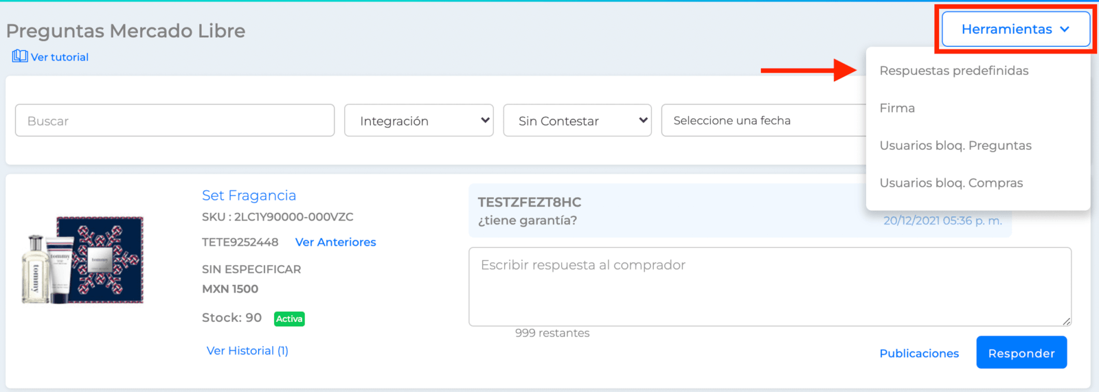 Herramienta: Respuestas predefinidas