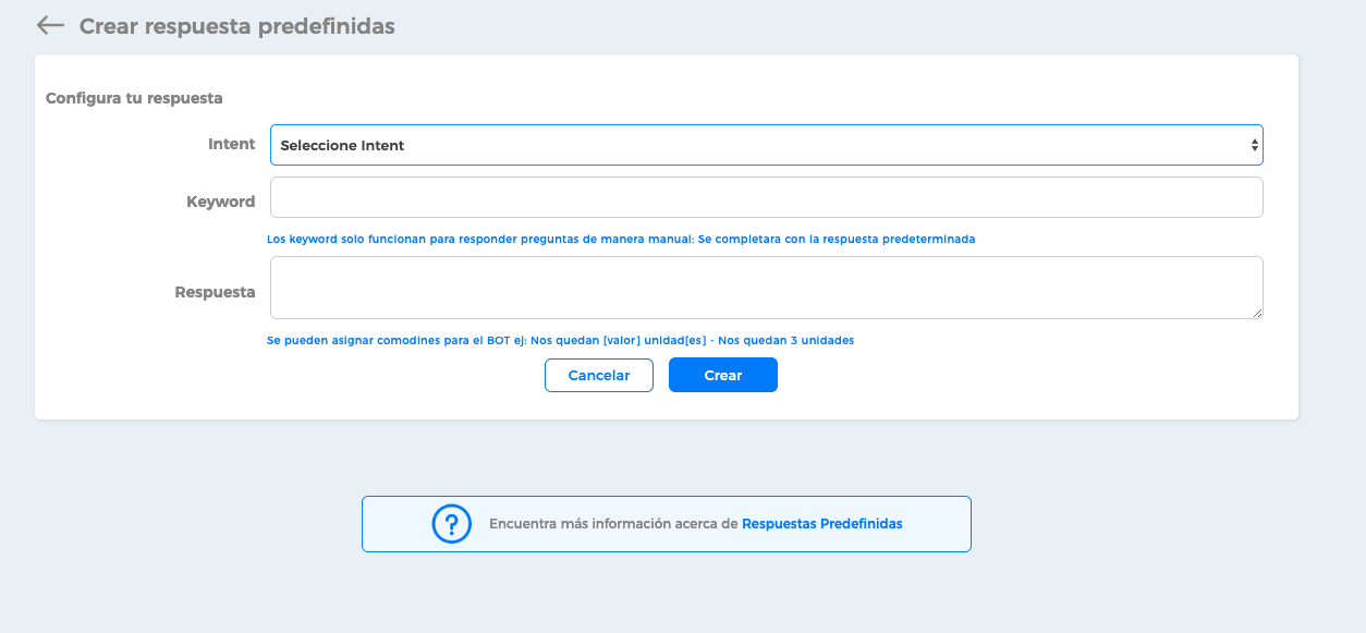 Crear respuestas predefinidas