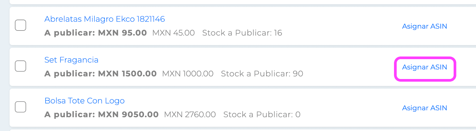 Asignar ASIN en Amazon