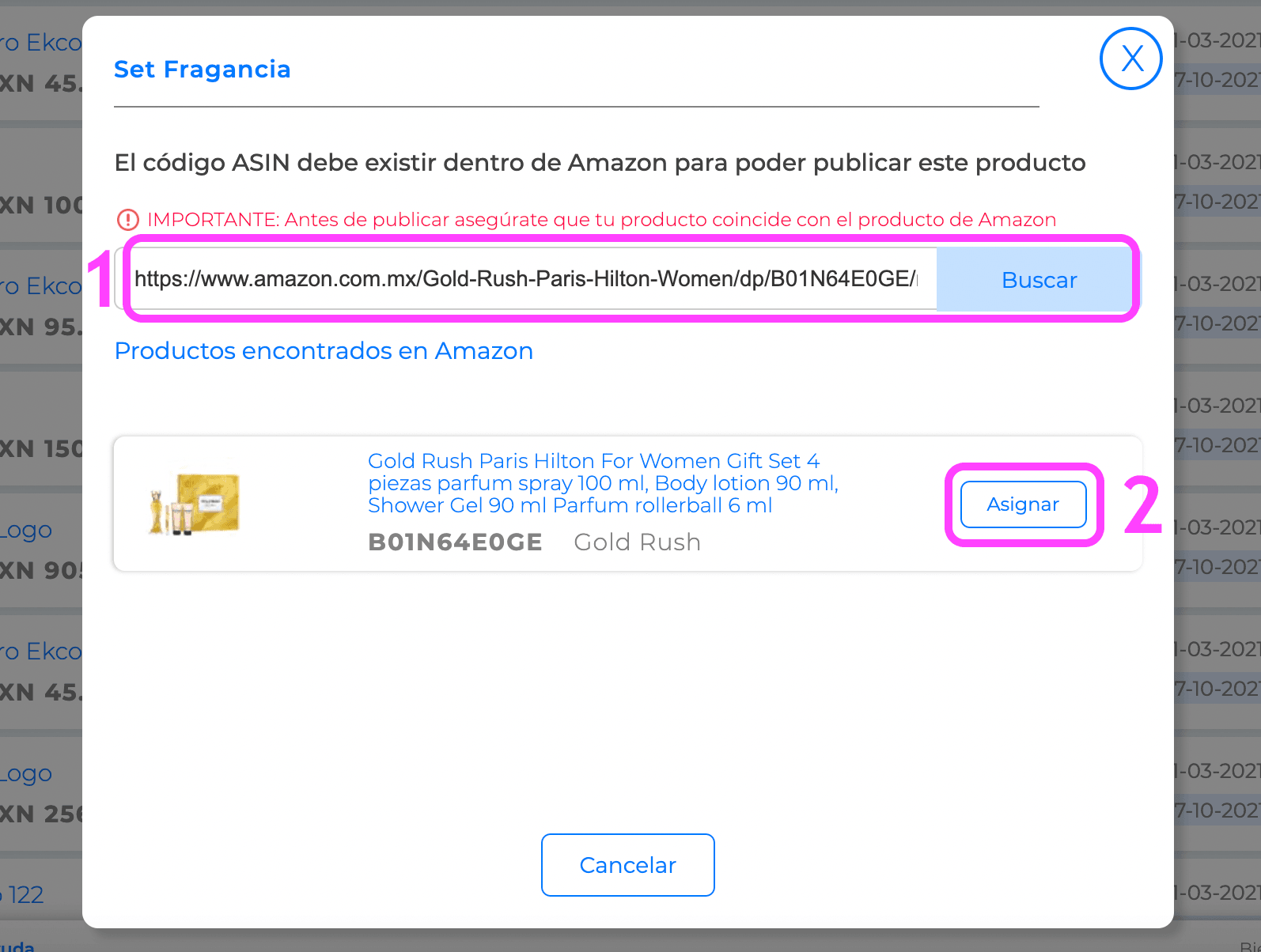 Asignar ASIN