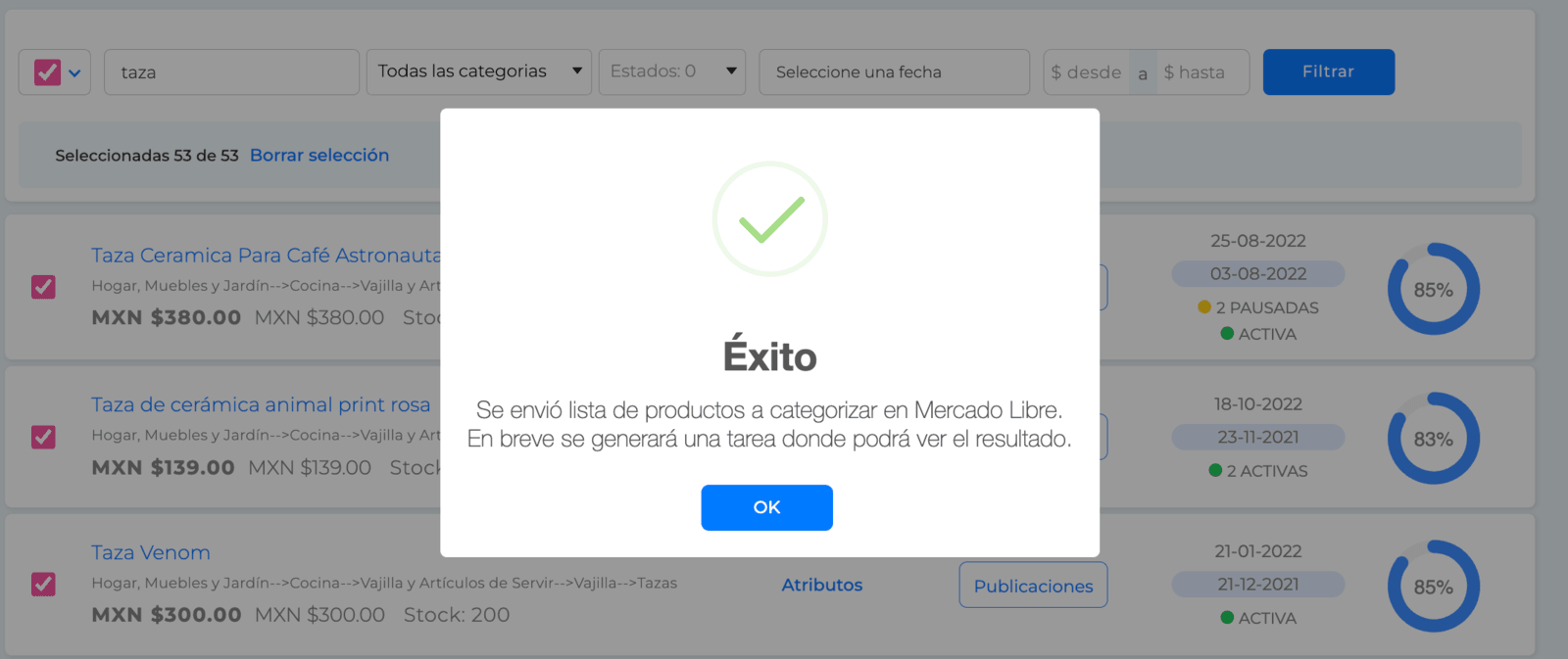 Categorizar - Tarea del publicador masivo