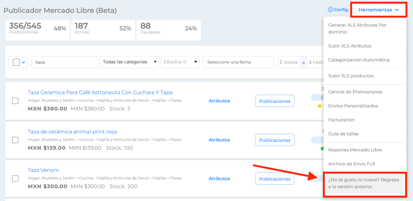 Regresar al publicador anterior