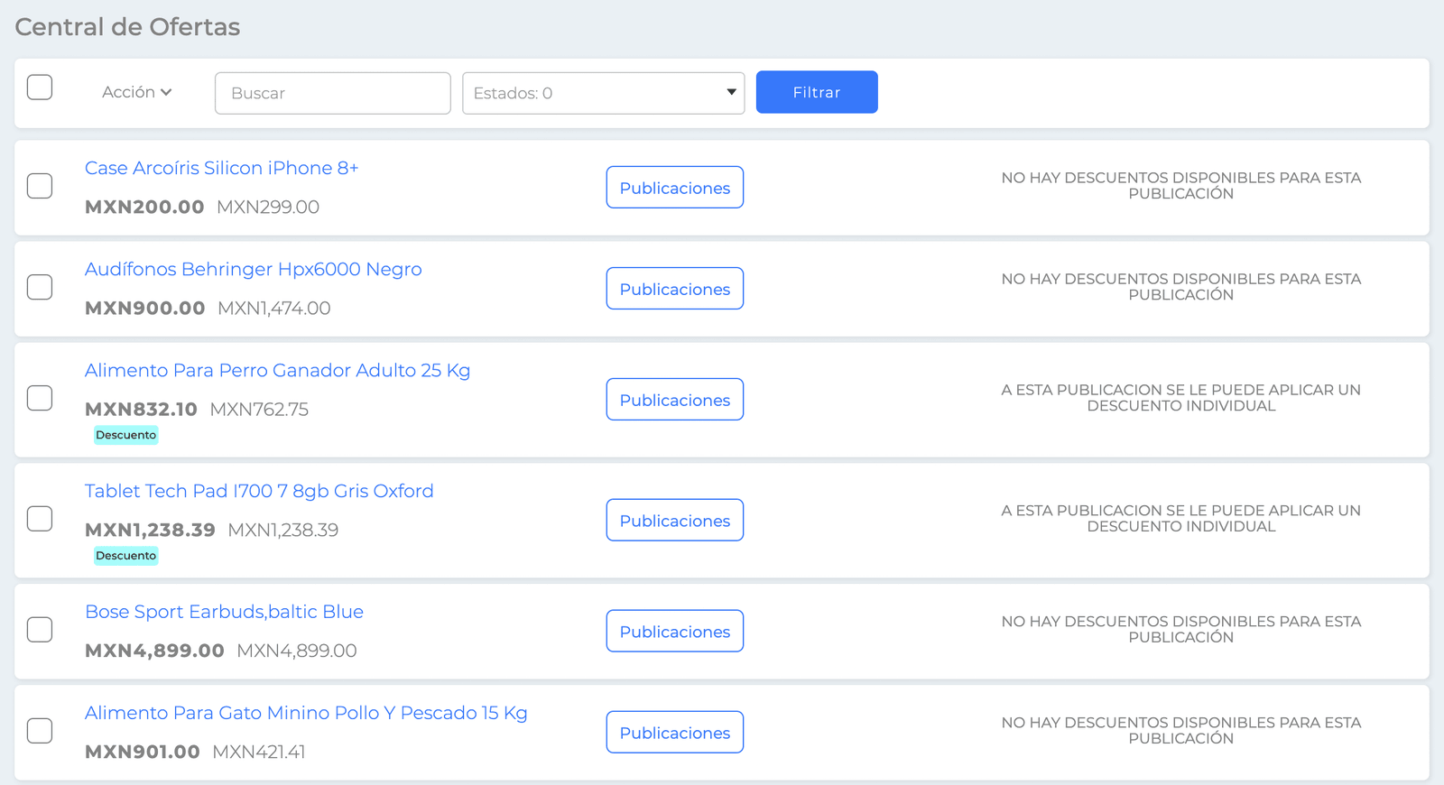 Promociones activas de Mercado Libre