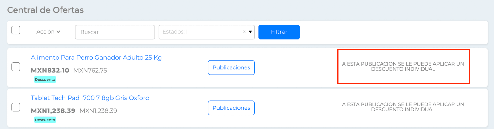 Central de ofertas
