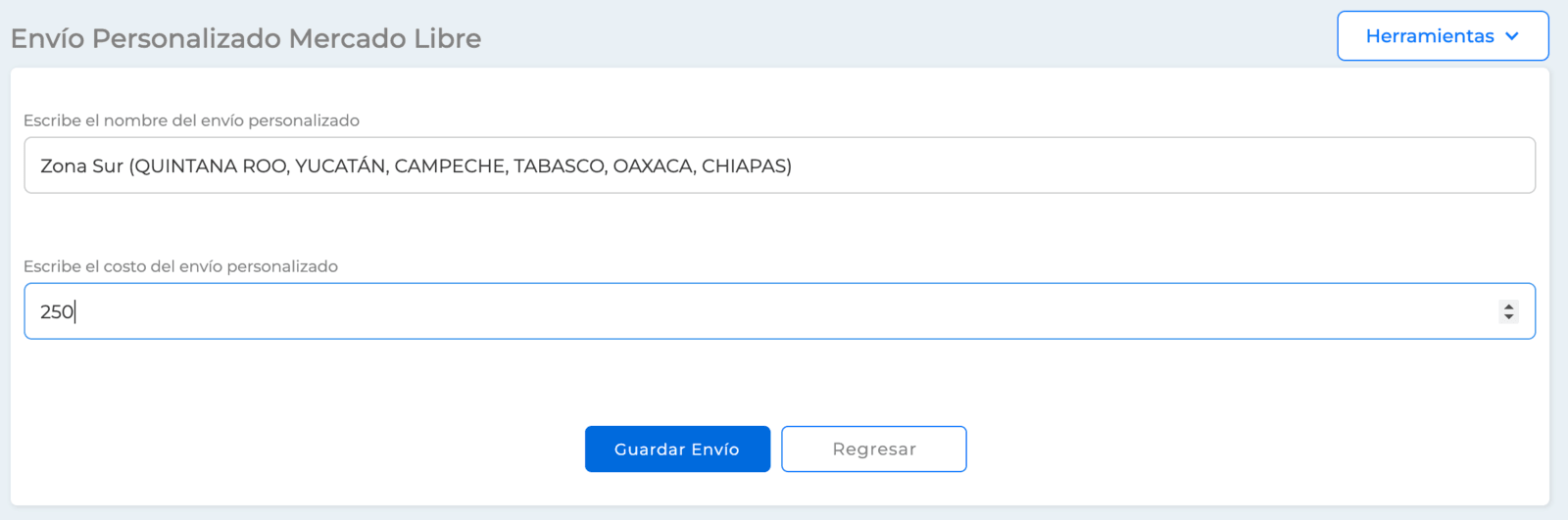 Envío Personalizado