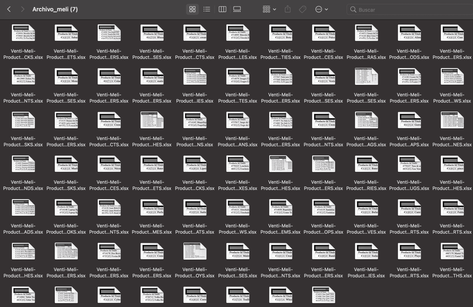 Archivos xls por categoría
