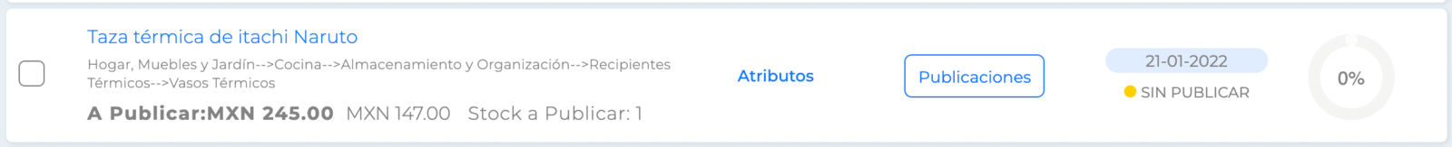Producto categorizado vía automática