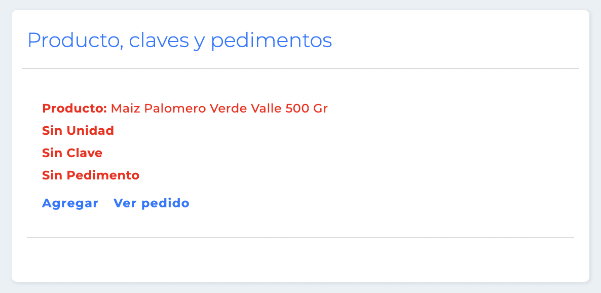 Falta de clave del SAT
