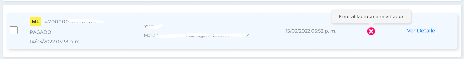 Factura marcado como error