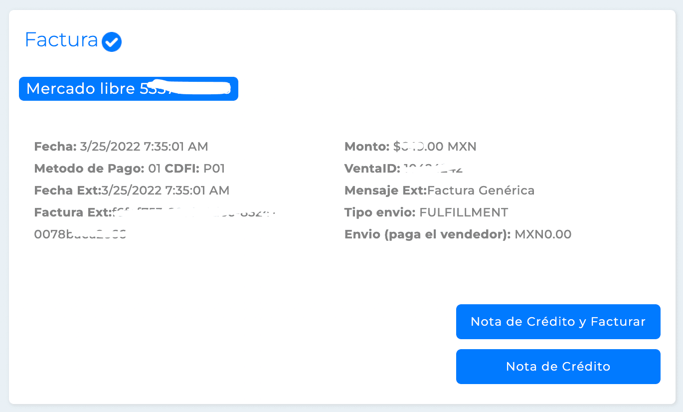 Venta facturada desde el detalle de la factura