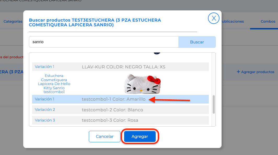 Buscar y Agregar los productos