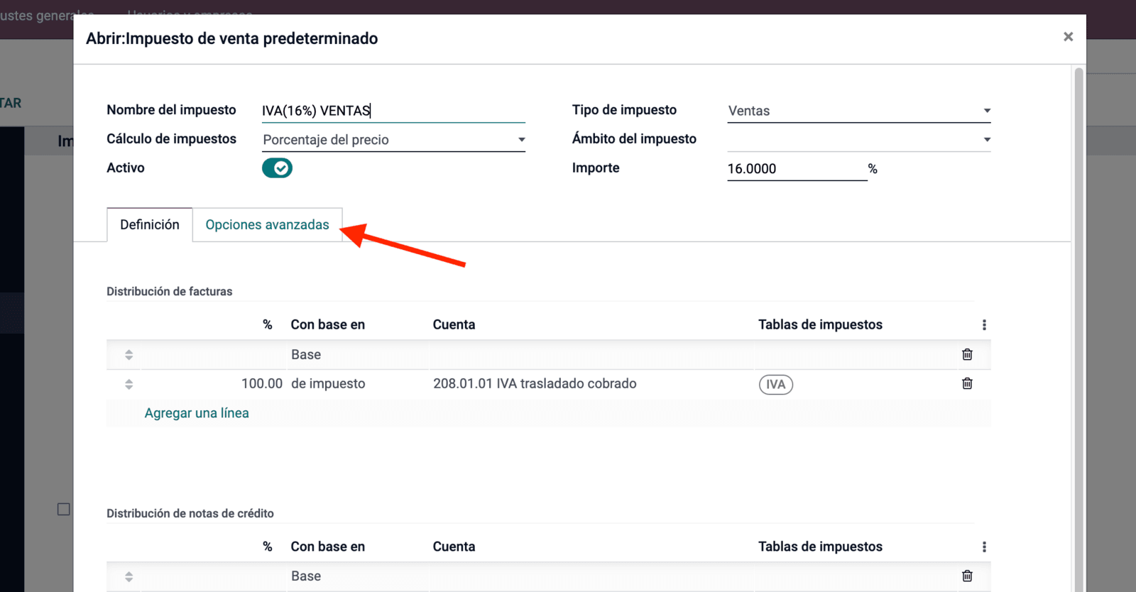 Configuración Impuesto de venta