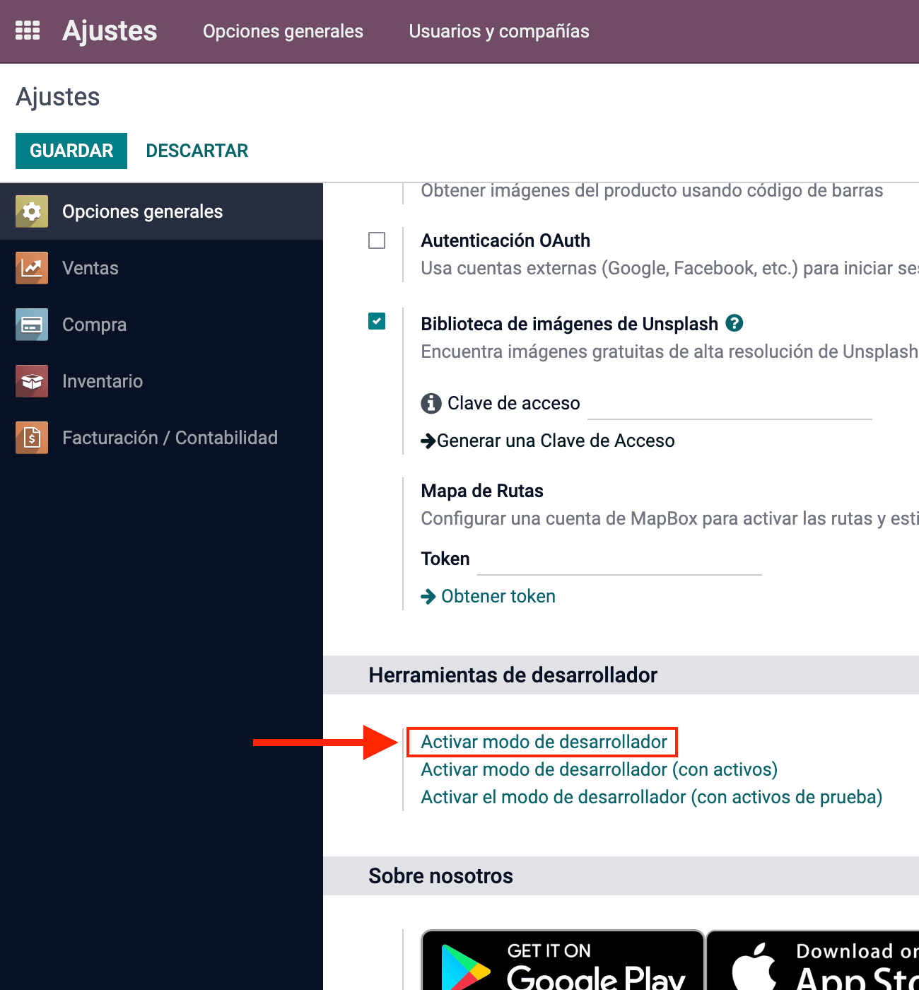 Ajustes generales Odoo