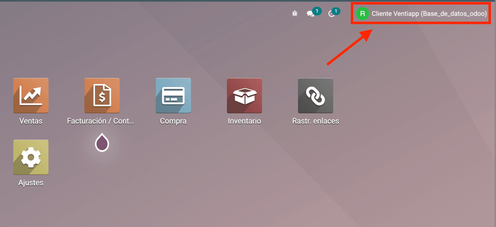 Nombre de la base de datos de Odoo