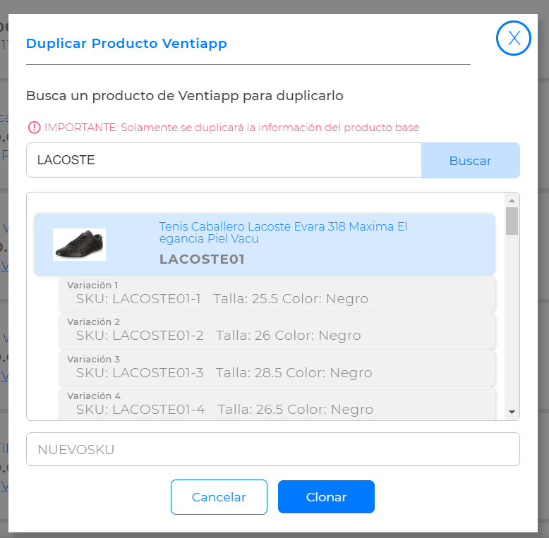 Duplicar producto