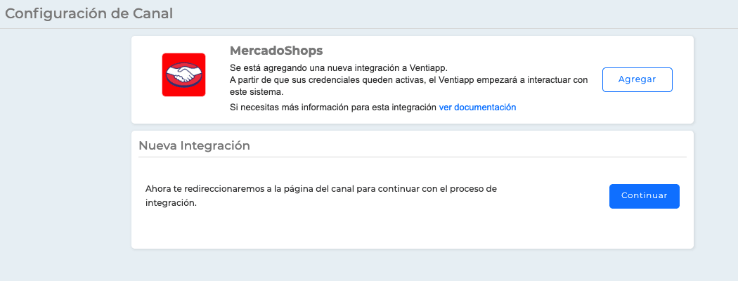 Configuración de integración en Ventiapp