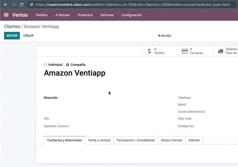 Identificación del número de cliente en Odoo