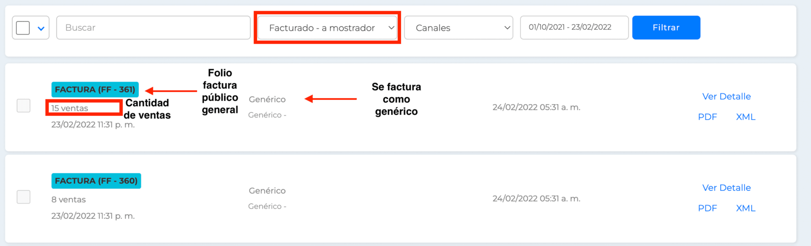 Factura a mostrador