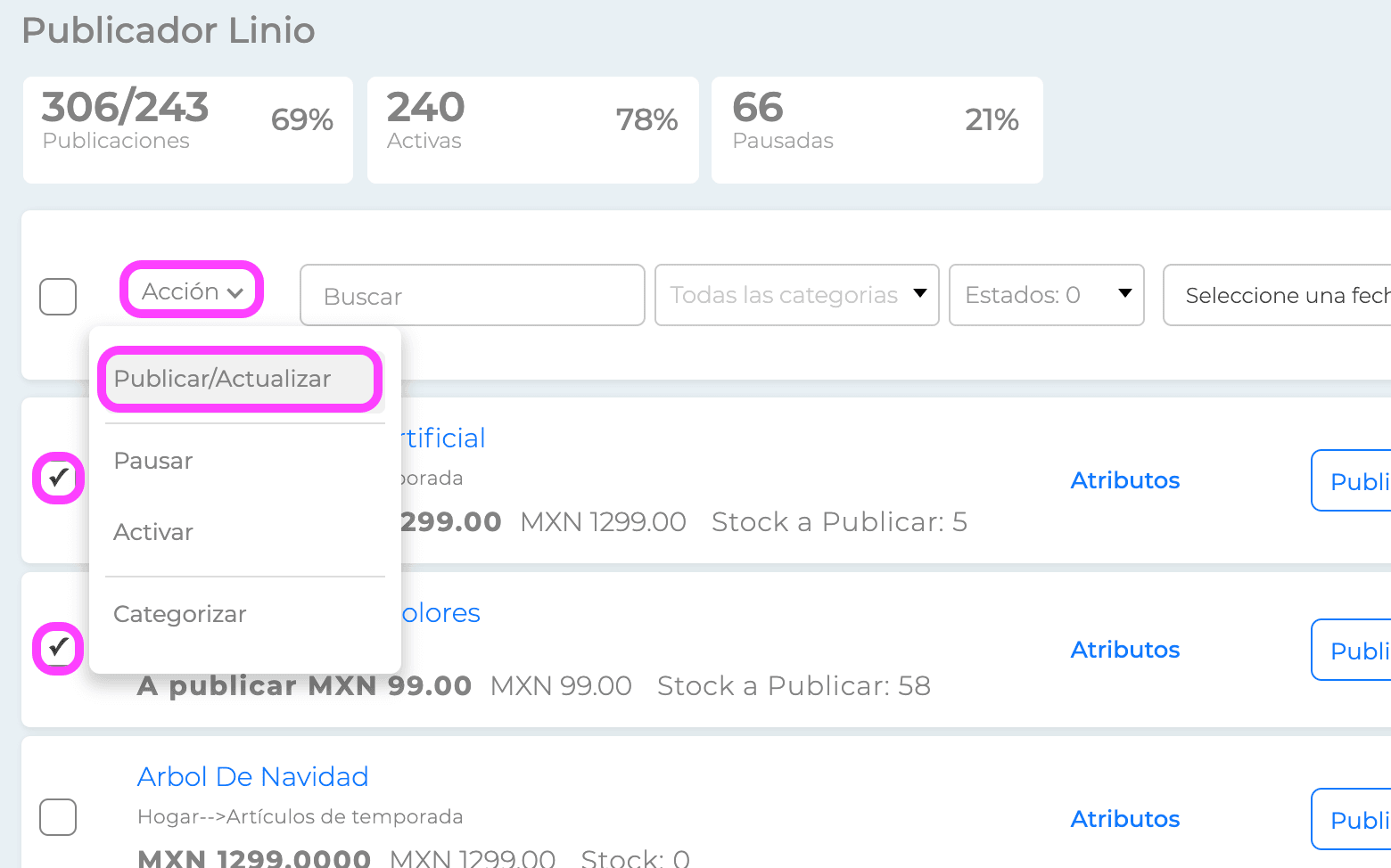 Publicador Linio