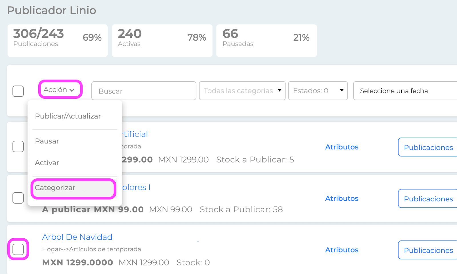 Publicador Linio