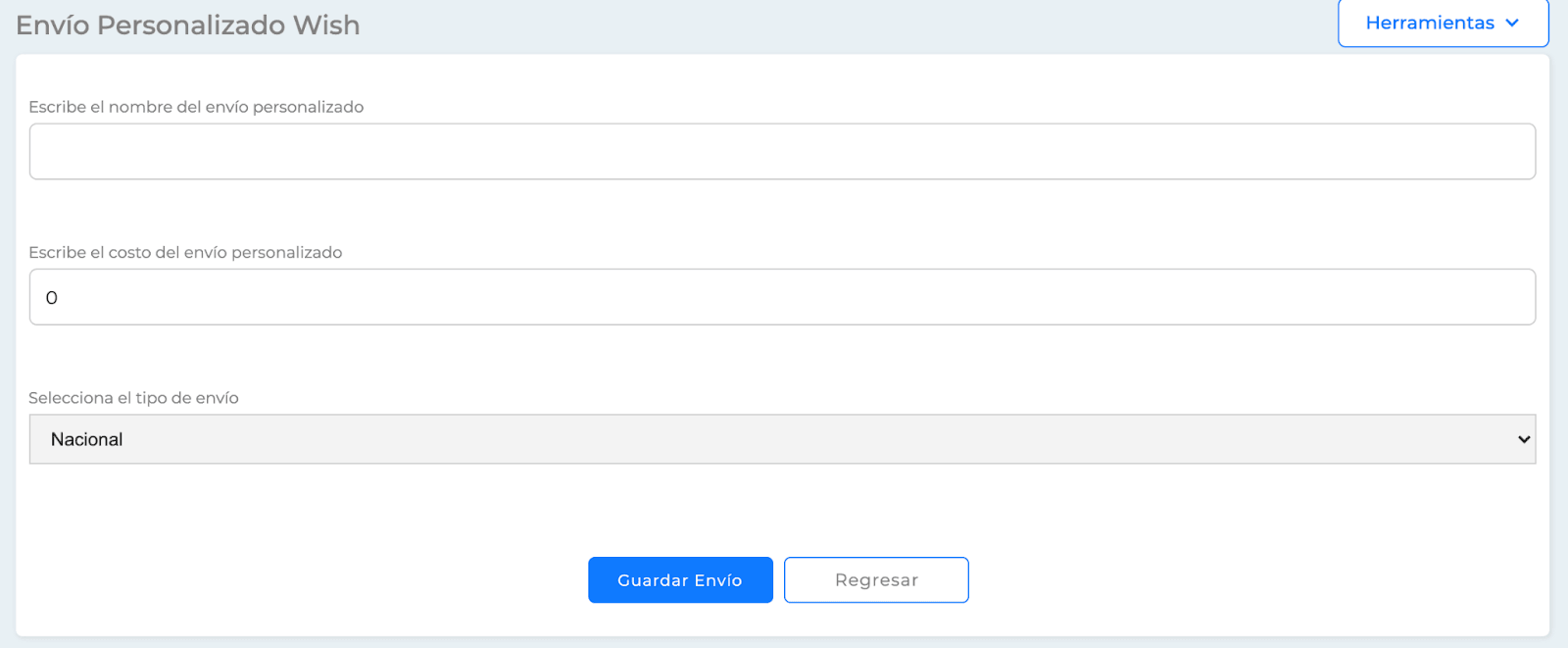 Creación de Envíos Personalizados