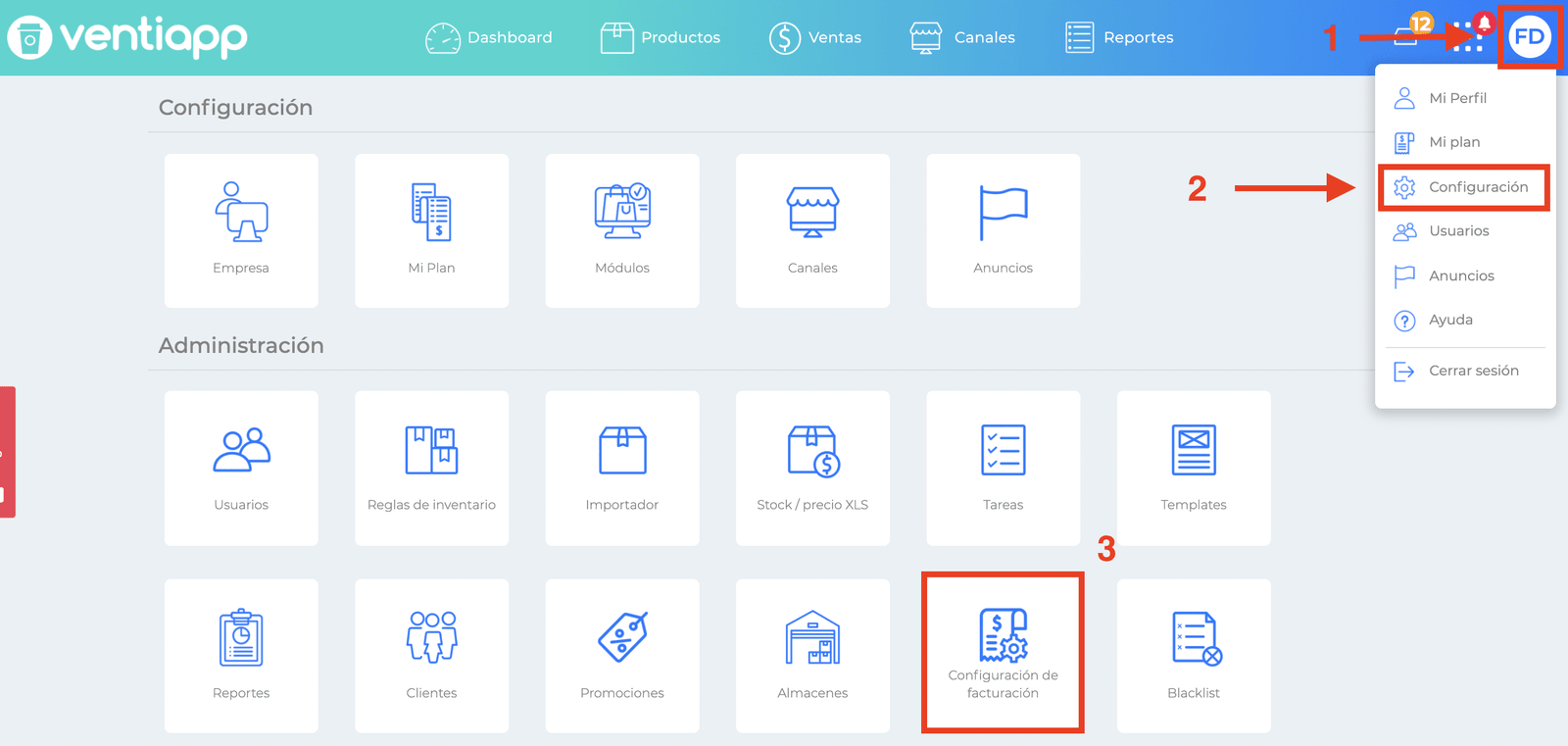 Configuración de facturación