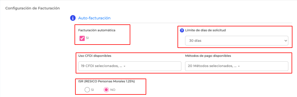 Configuración de Facturación