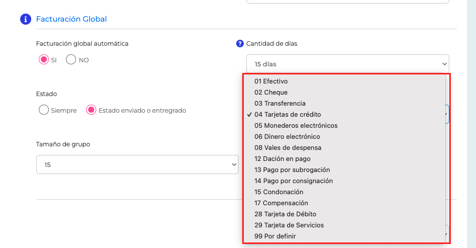 Método de Pago