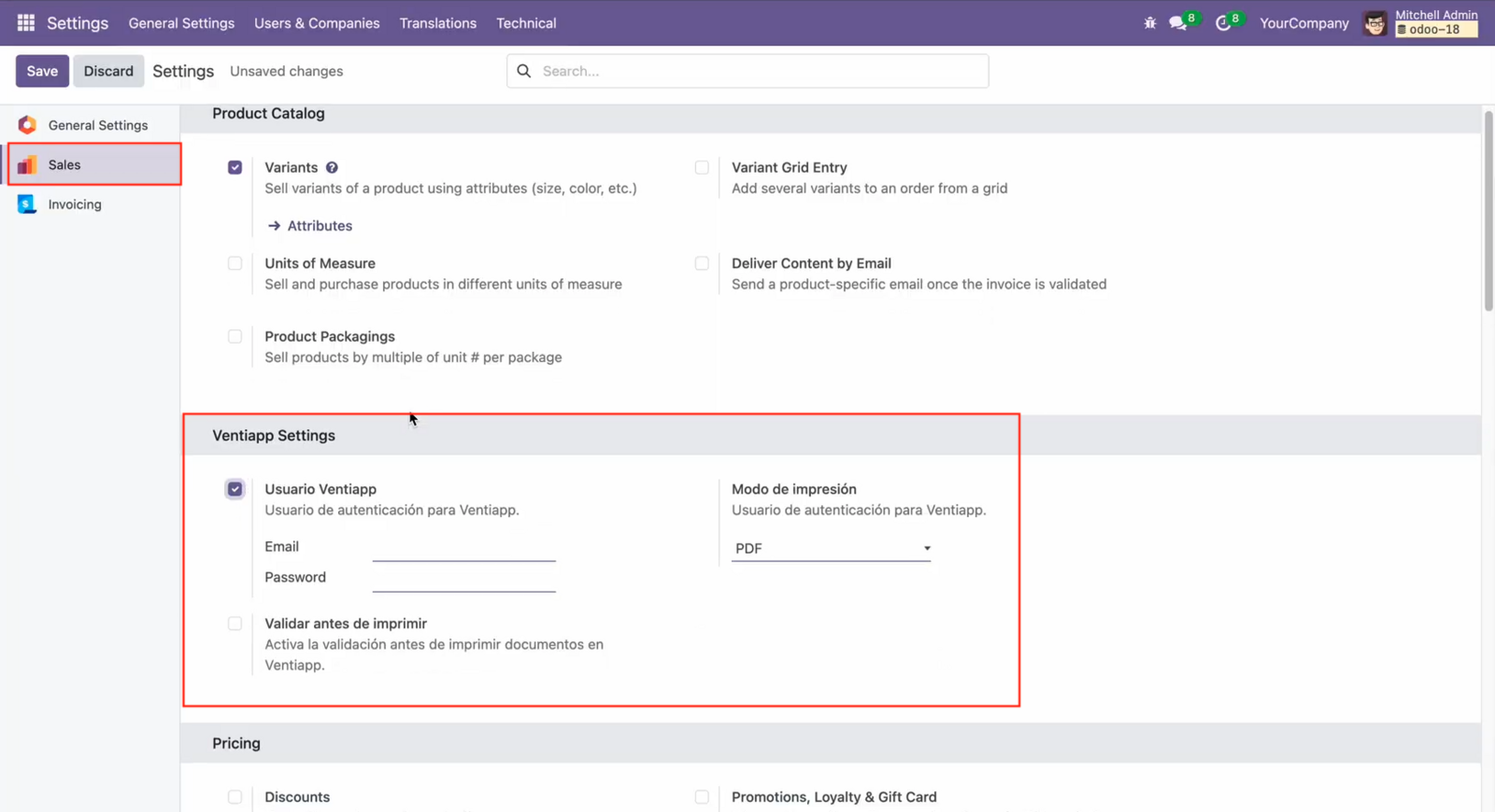 Configuración - Odoo
