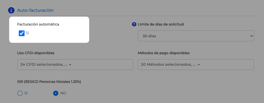 Auto Facturación - Configuración Facturador