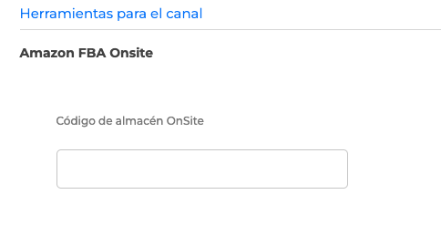 Configuración de código de almacén Onsite