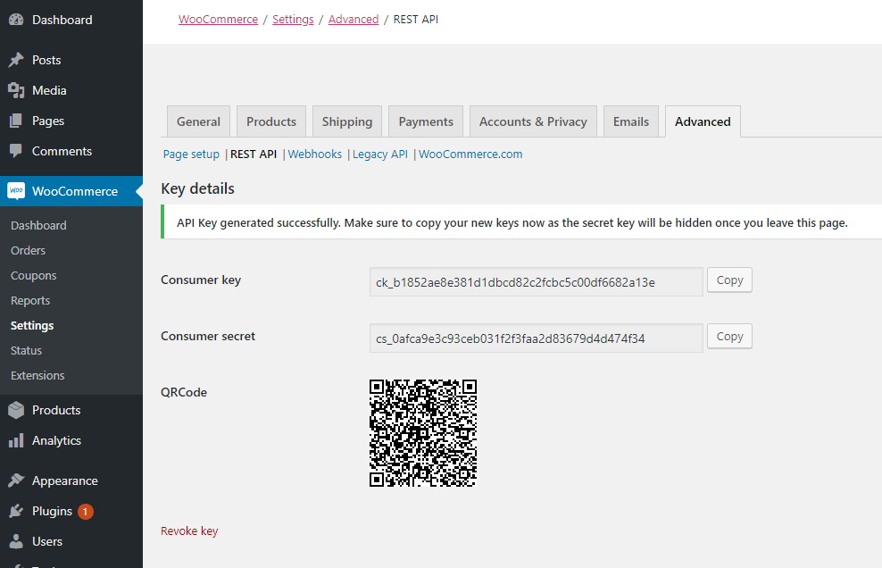 API Keys generadas