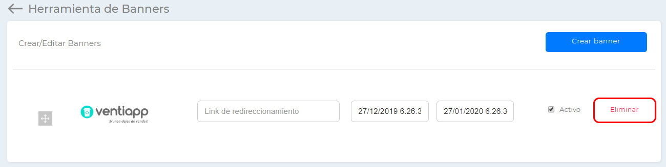 Botón para eliminar el banner