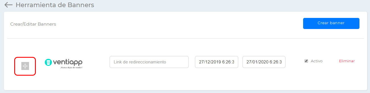 Botón para editar el orden de los banners (clic y arrastra)
