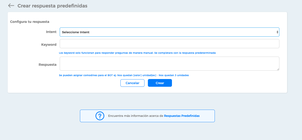 Crear respuestas predefinidas