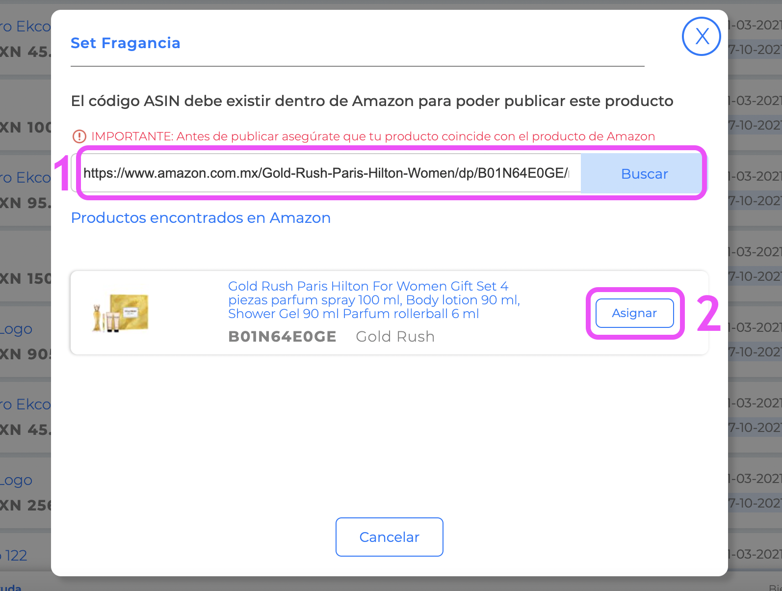 Asignar ASIN