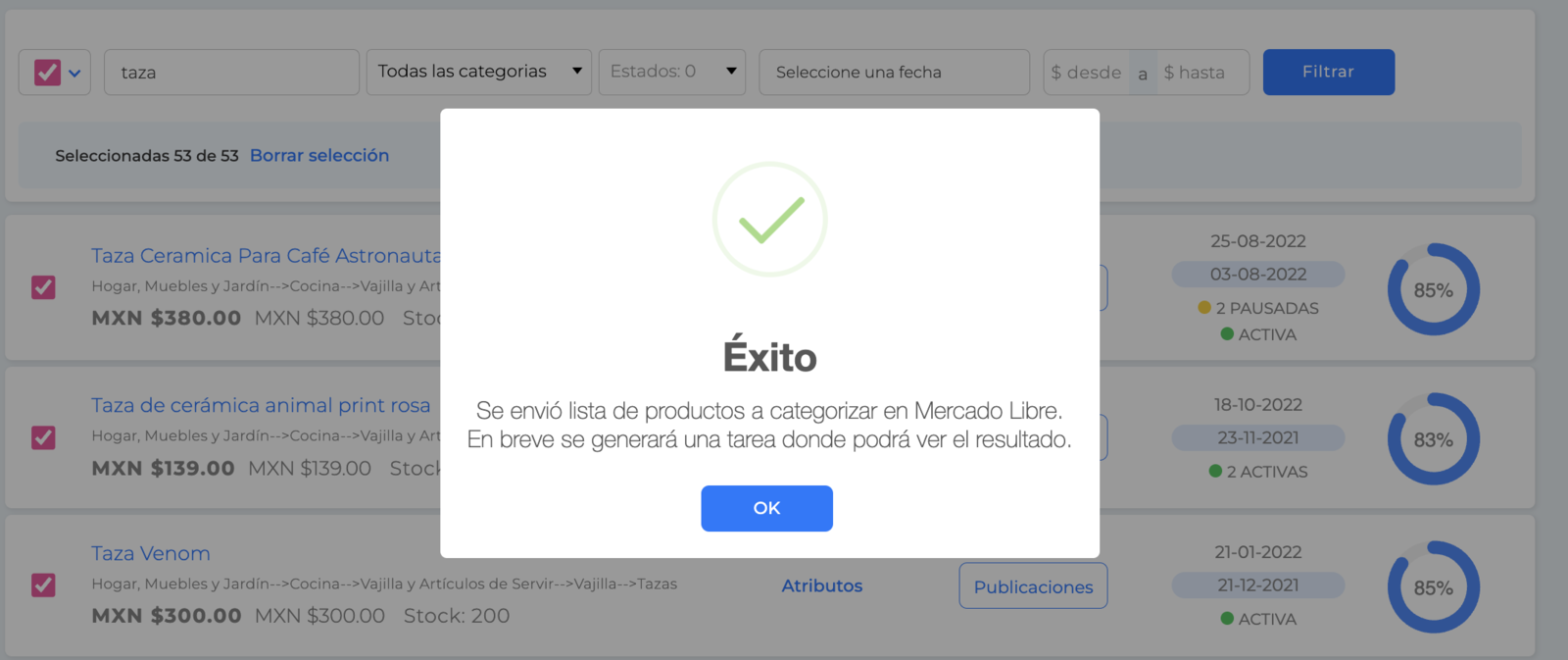 Categorizar - Tarea del publicador masivo