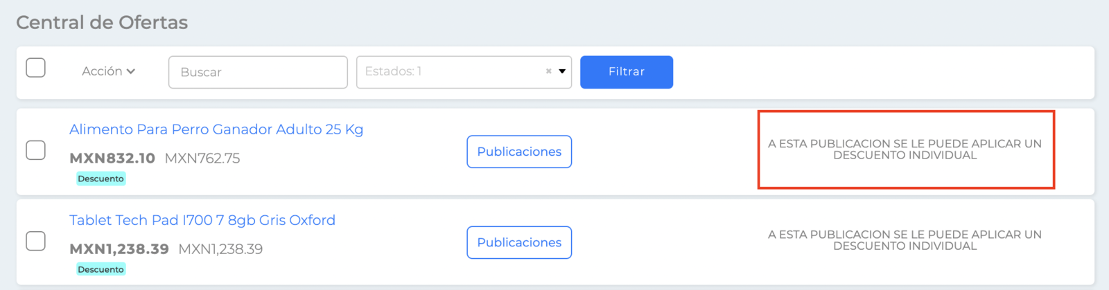 Central de ofertas