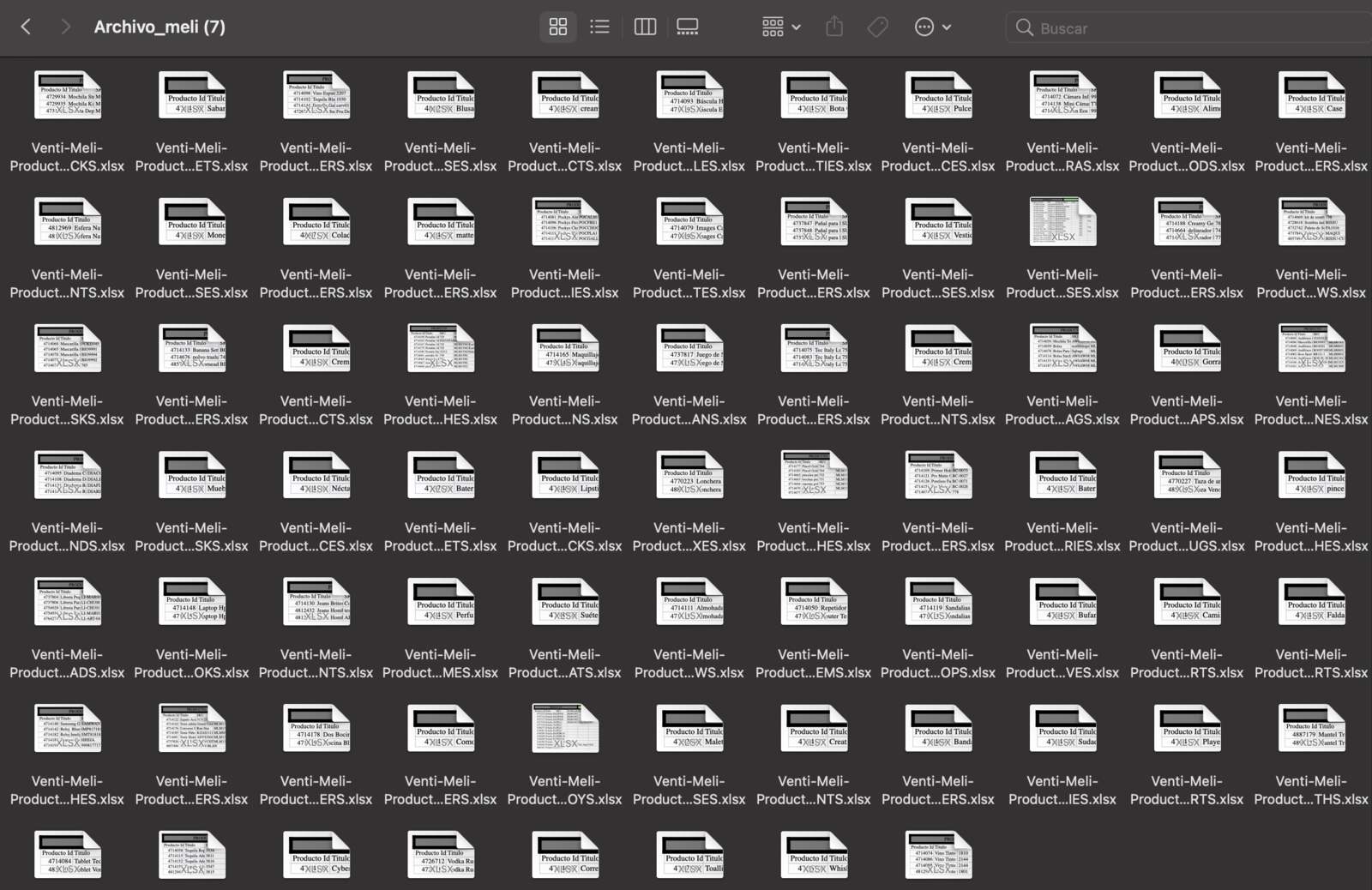 Archivos xls por categoría